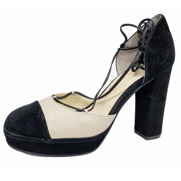 Anthropologie Bettye Muller Madison Platform  Ankle Tie Dress Heels 7 Women's - Picture 6 of 12